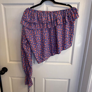 Women's Rue Stiic Blouse Top ,L Purple Floral